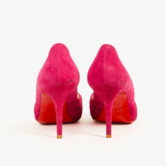 Christian Louboutin Lady Gres Pink Knotted Suede Pumps - Picture 3 of 9